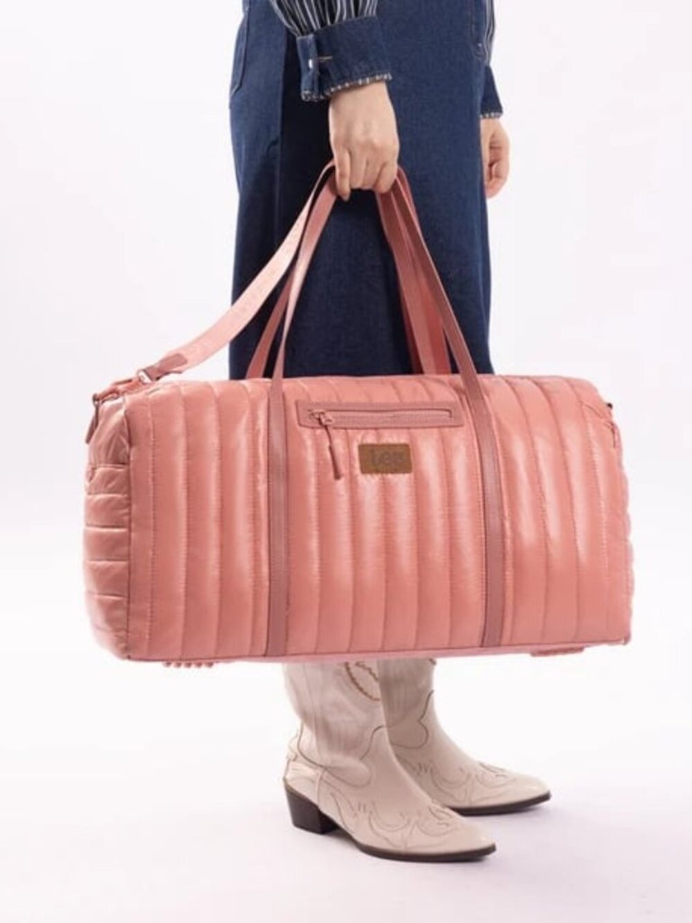 Montana West x Lee Quilted Travel Puffer Duffle Bag Dark Pink